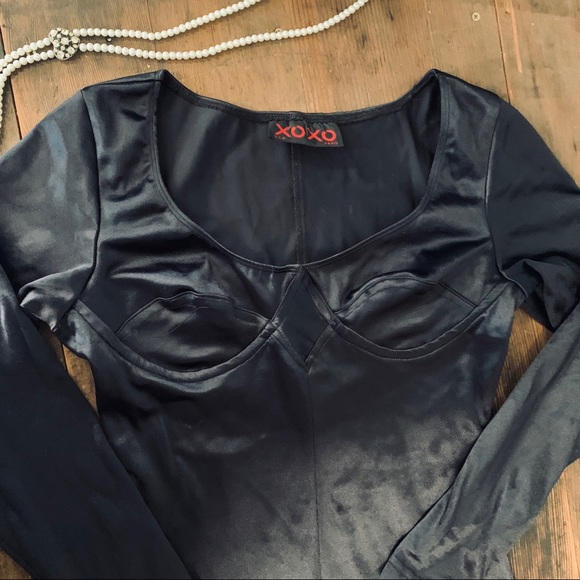 Vintage XOXO Wet Look Lycra Mini Dress - Picture 4 of 7